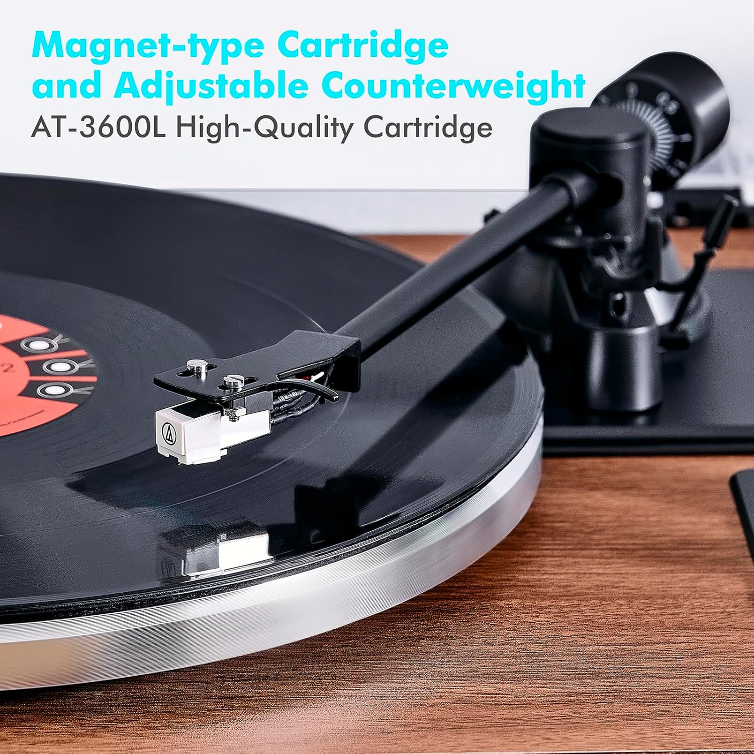 High-Fidelity Bluetooth Turntable with Speakers | AT-3600L Magnetic Cartridge | Built-in Phono Preamp | 2-Speed Belt Drive | FancyRabbit (HP-H2410)