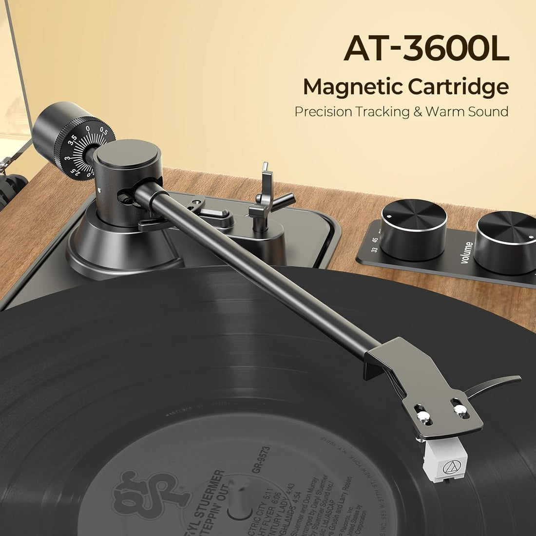 Retro Bluetooth Record Player with Built-in Speakers | All-in-One Design Turntable | AT-3600L Cartridge & 2-Speed Belt Drive | Fancy Rabbit (HP-H2501)