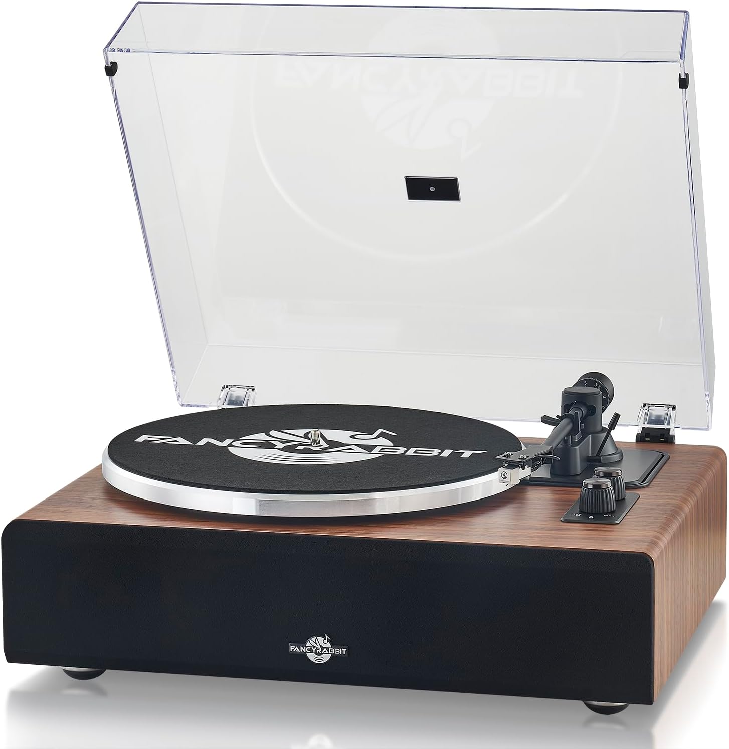 High-Fidelity Bluetooth Turntable with Speakers | AT-3600L Magnetic Cartridge | Built-in Phono Preamp | 2-Speed Belt Drive | FancyRabbit (HP-H2410)